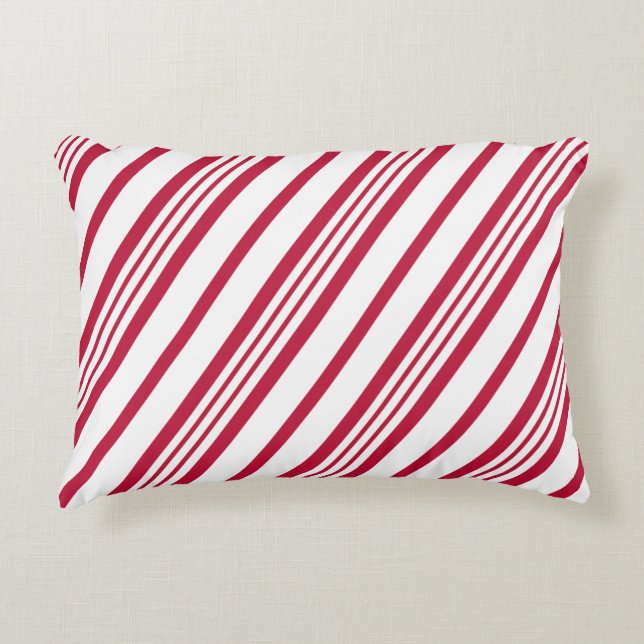 Christmas Candy Cane Stripe Accent Pillow (Front)