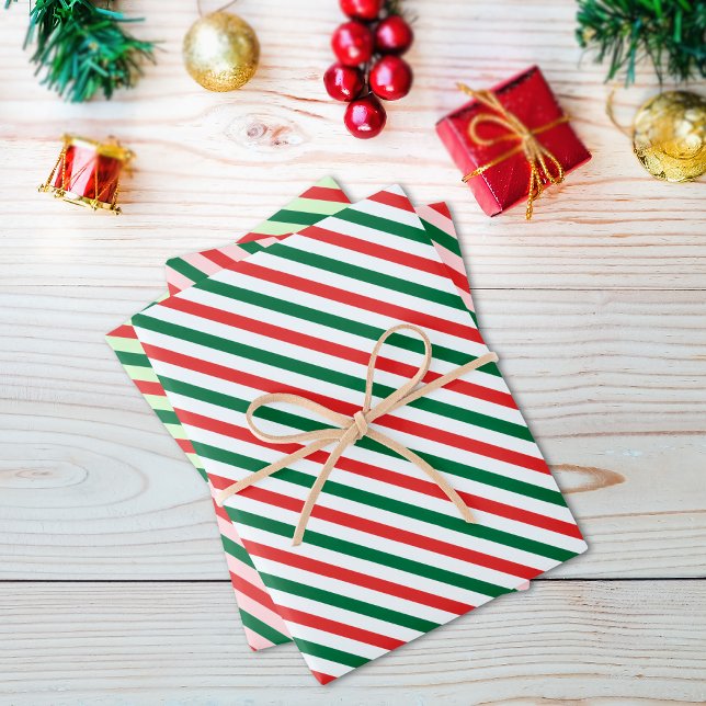 Christmas Candy Cane Stripe set of 3 Wrapping Paper Sheet (Creator Uploaded)