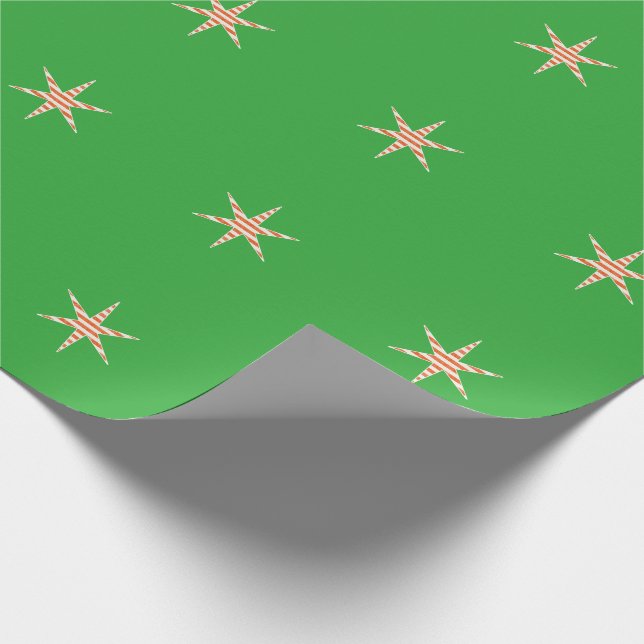 Christmas Candy Cane Stripe Star Pattern Wrapping Paper (Corner)