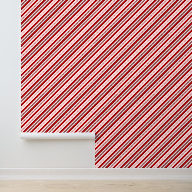 Christmas Candy Cane Striped Holiday Home Decor Wallpaper (Application)