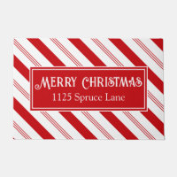 Christmas Candy Cane Stripes and Vintage Text Red