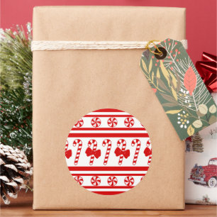 Christmas Candy Cane Stripes Classic Round Sticker