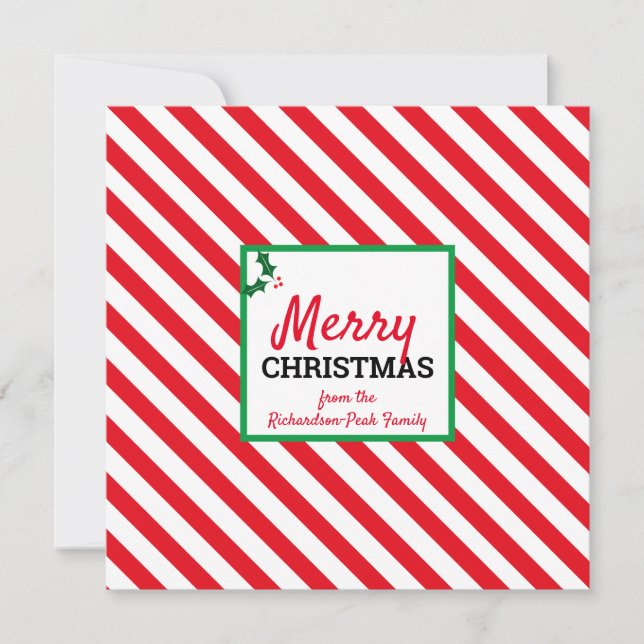 Christmas Candy Cane Stripes Custom Card (Front)