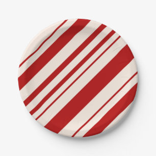 Christmas Candy Cane Stripes Holiday Pattern  Paper Plate