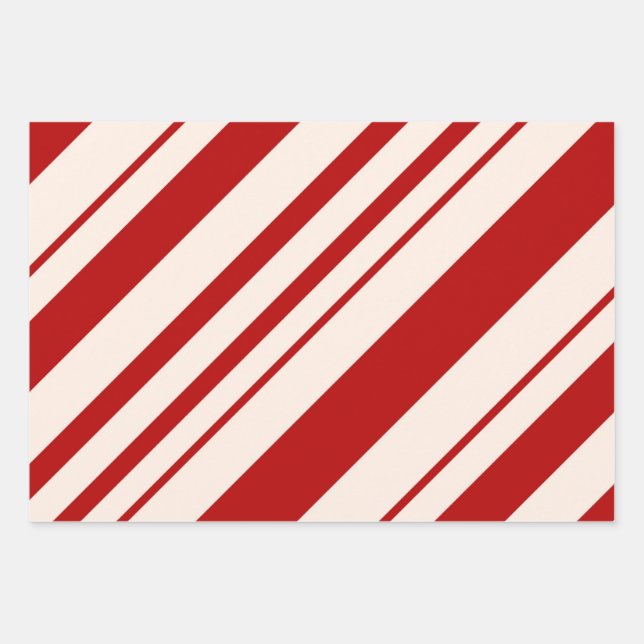 Christmas Candy Cane Stripes Holiday Pattern Wrapping Paper Sheet (Front)