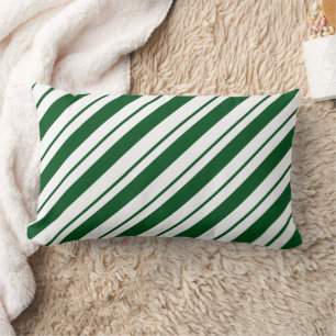 Christmas Candy Cane Stripes in Green and White  Lumbar Pillow