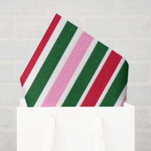 Christmas Candy Cane Stripes in Pink Green and Red Tissue Paper