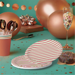 Christmas Candy Cane Stripes Paper Plate