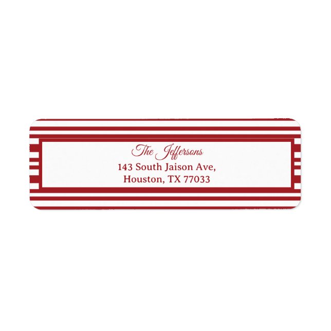 Christmas Candy Cane Stripes Return Address Label (Front)