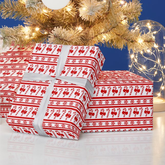Christmas Candy Cane Stripes Wrapping Paper (Holidays)