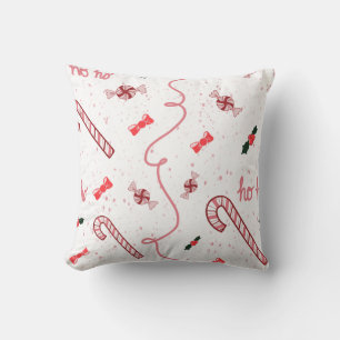 Christmas candy canes and peppermints throw pillow