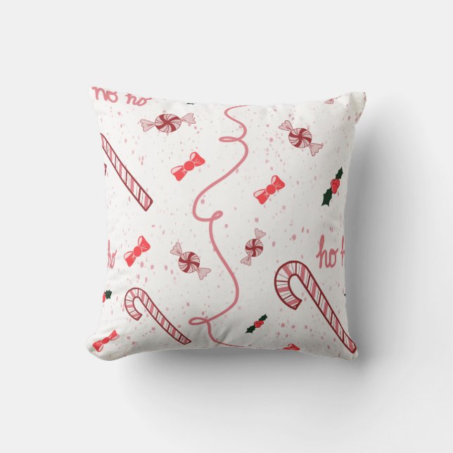 Christmas candy canes and peppermints throw pillow (Front)