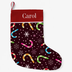 Christmas Candy Canes and Snowflakes  Custom Small Christmas Stocking