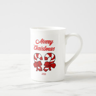 Christmas Candy Canes Bone China Mug