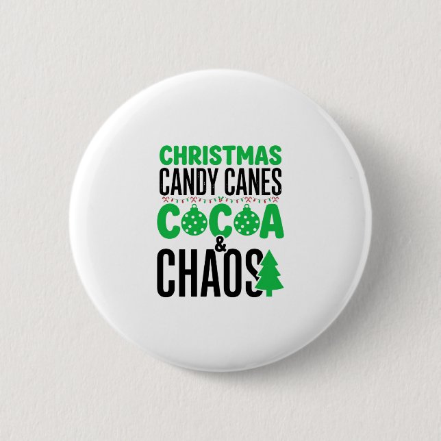 Christmas Candy Canes Cocoa Chaos Design 2 Inch Round Button (Front)