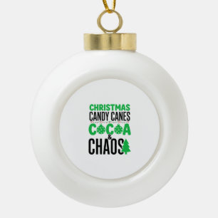 Christmas Candy Canes Cocoa Chaos Design Ceramic Ball Christmas Ornament
