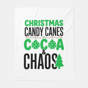 Christmas Candy Canes Cocoa Chaos Design Fleece Blanket