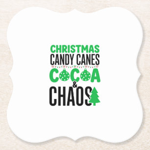 Christmas Candy Canes Cocoa Chaos Design Paper Coaster