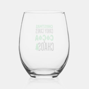 Christmas Candy Canes Cocoa Chaos Design Stemless Wine Glass