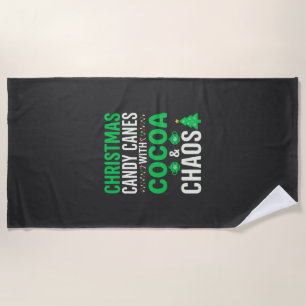 Christmas Candy Canes Cocoa Chaos Holiday Beach Towel