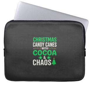 Christmas Candy Canes Cocoa Chaos Holiday Laptop Sleeve