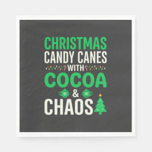 Christmas Candy Canes Cocoa Chaos Holiday Napkin
