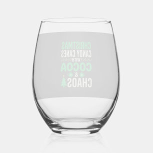 Christmas Candy Canes Cocoa Chaos Holiday Stemless Wine Glass