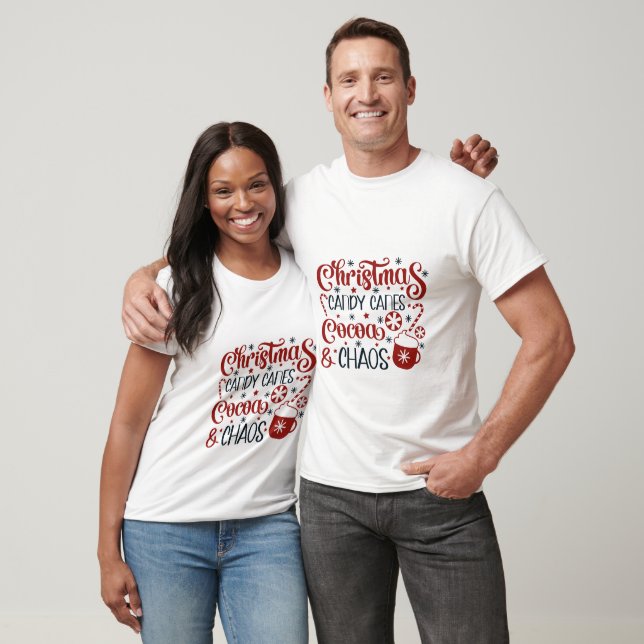 Christmas Candy Canes Cocoa & Chaos T-Shirt (Unisex)