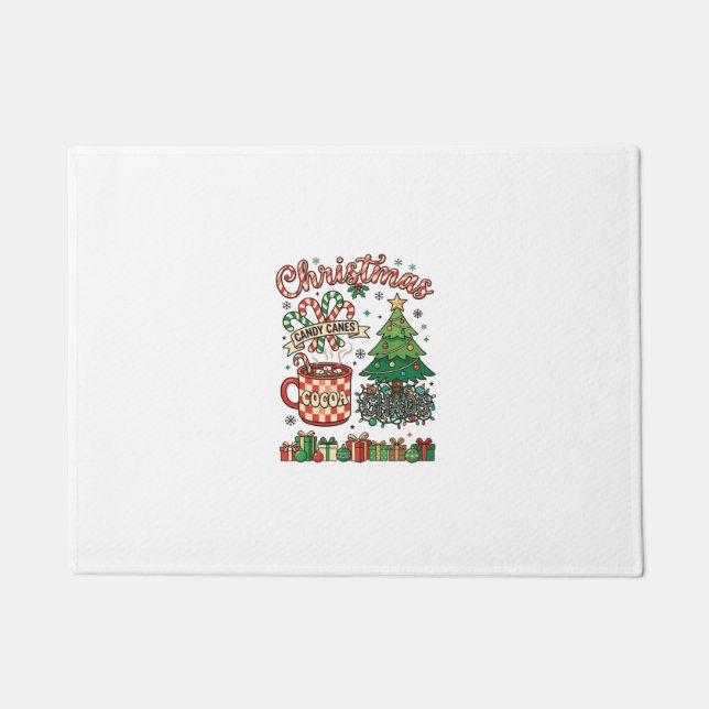 Christmas Candy Canes Cocoa Chaos Tree Mug Present Doormat (Front)