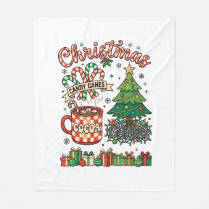 Christmas Candy Canes Cocoa Chaos Tree Mug Present Fleece Blanket