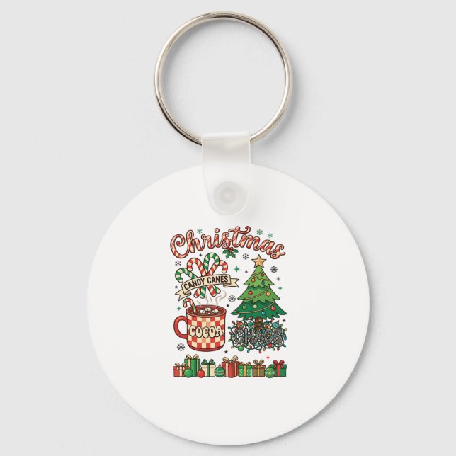 Christmas Candy Canes Cocoa Chaos Tree Mug Present Keychain (Front)