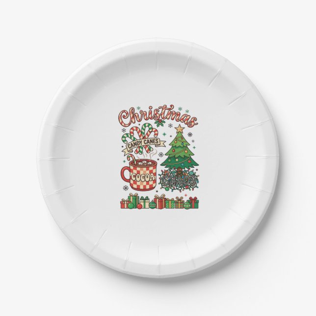 Christmas Candy Canes Cocoa Chaos Tree Mug Present Paper Plate (Front)