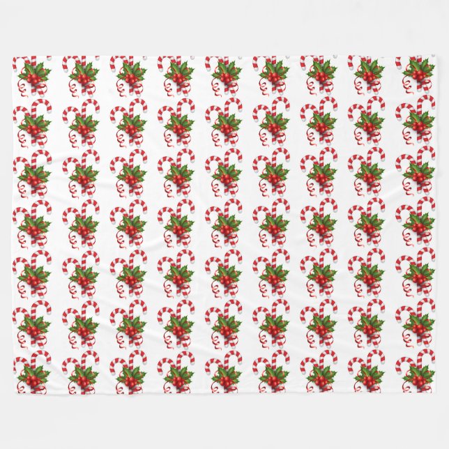 Christmas Candy Canes Fleece Blanket (Front (Horizontal))