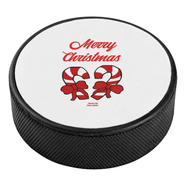 Christmas Candy Canes Hockey Puck (3/4)