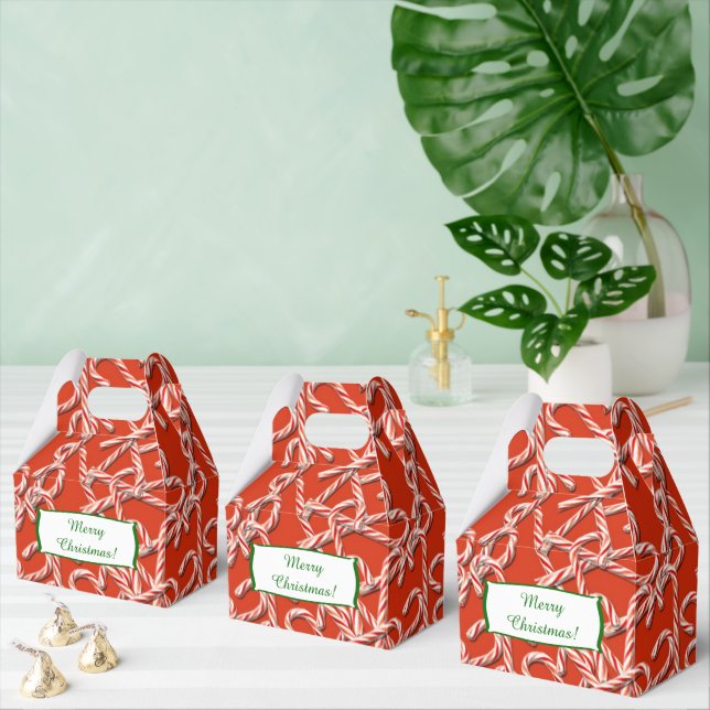 Christmas Candy Canes Pattern Favor Box (Multiple)