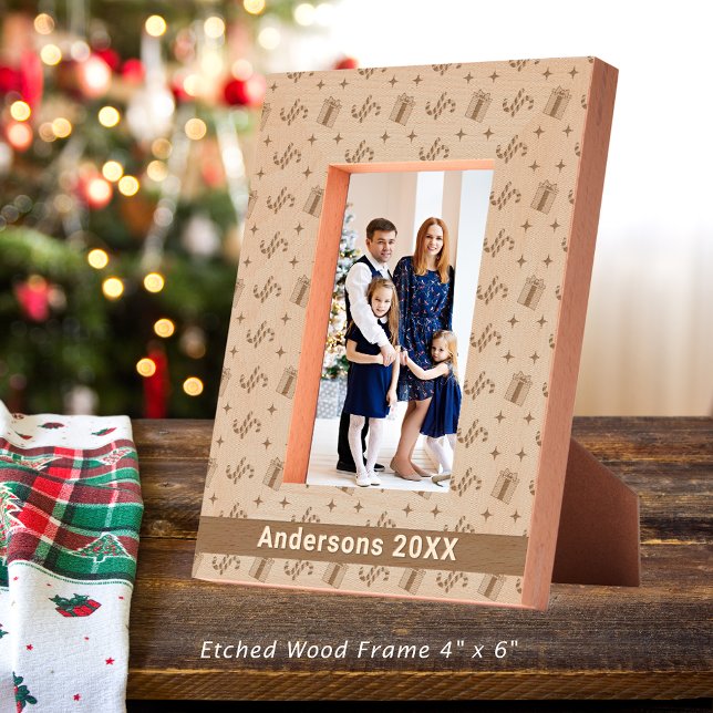 Christmas Candy Canes & Presents Pattern Name 4x6 Etched Frames (Christmas Candy Canes & Presents Pattern Name 4x6 Etched Frames)