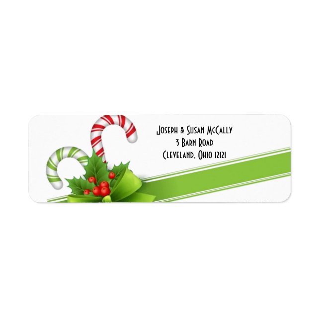 Christmas Candy Canes Return Address Labels (Front)