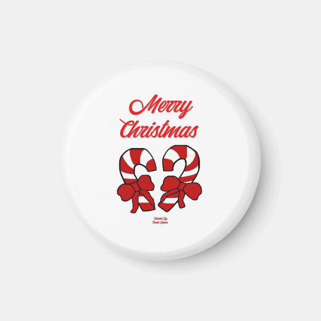 Christmas Candy Canes Round Magnet (Front)