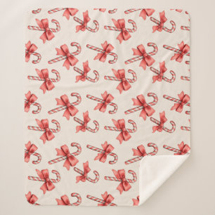 Christmas Candy Canes Sherpa Blanket