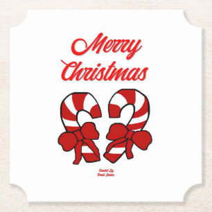 Christmas Candy Canes Ticket Paper Coaster