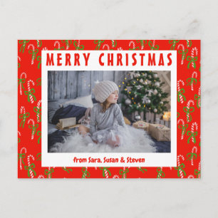 Christmas Candy Canes Xmas Holiday CUSTOM Photo Postcard