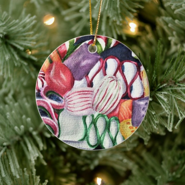 Christmas Candy Ceramic Ornament (Tree)