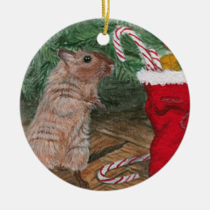 Christmas Candy Gerbil Christmas Ornament