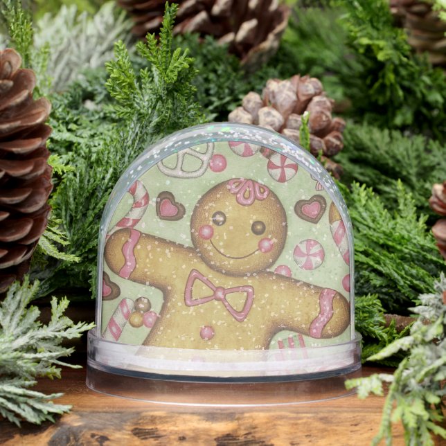 Christmas Candy Gingerbread Cookies Snow Globe  (Winter)