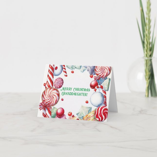 CHRISTMAS CANDY GRANDDAUGHTER CARD (Front)