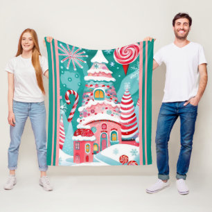 Christmas Candy House Fleece Blanket