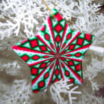 Christmas Candy Kaleidoscope Ceramic Ornament<br><div class="desc">Christmas Candy Kaleidoscope in white,  red and green. The digital art was created from a photo of a Christmas lollypop. There are several other kaleidoscopic creations from the same photo in the series.</div>