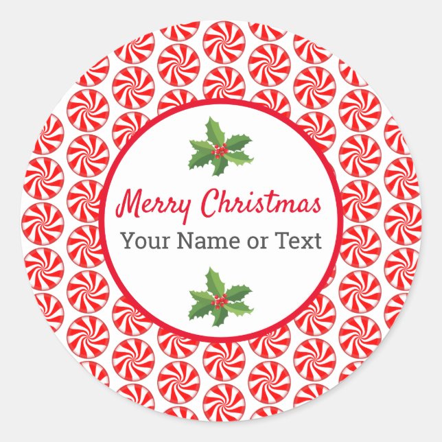 Christmas Candy Peppermint  Classic Round Sticker (Front)