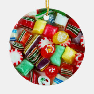 Christmas candy print ornament