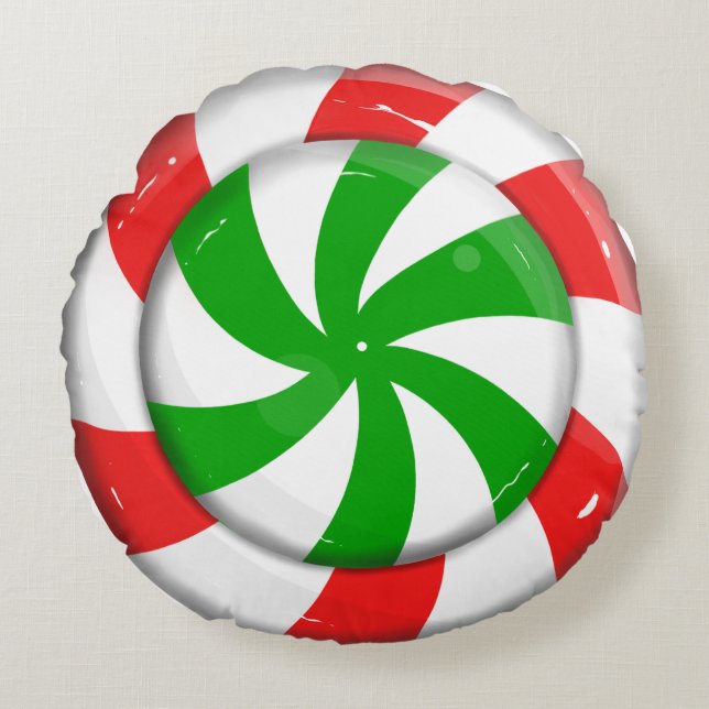 Christmas Candy Round Pillow (Front)